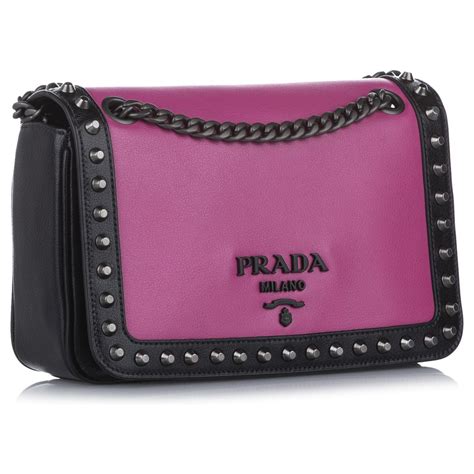 prada pink studded bag|prada cross body bag black.